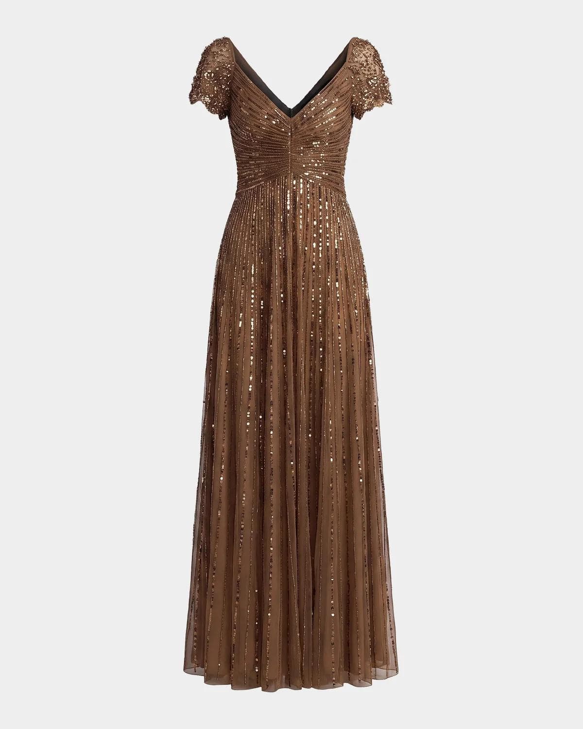 Mac Duggal Embellished Mesh Fit-&-Flare Gown