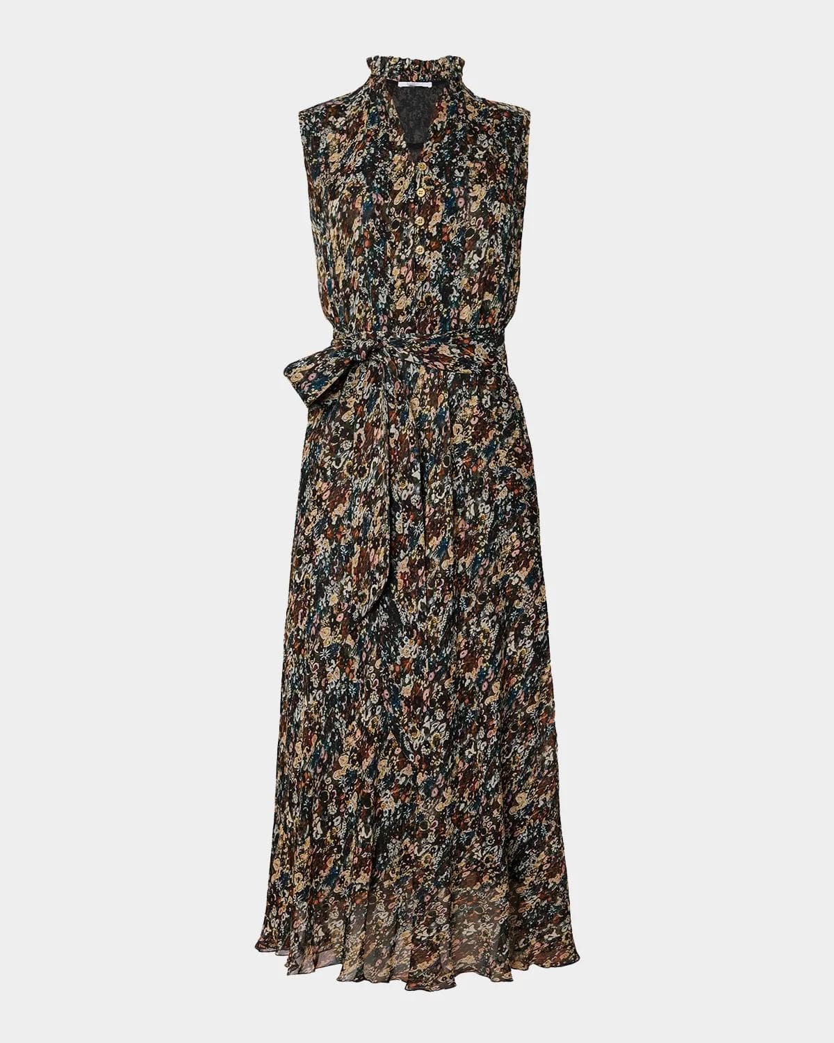 Santorelli Sleeveless Abstract-Print Viscose Midi Dress