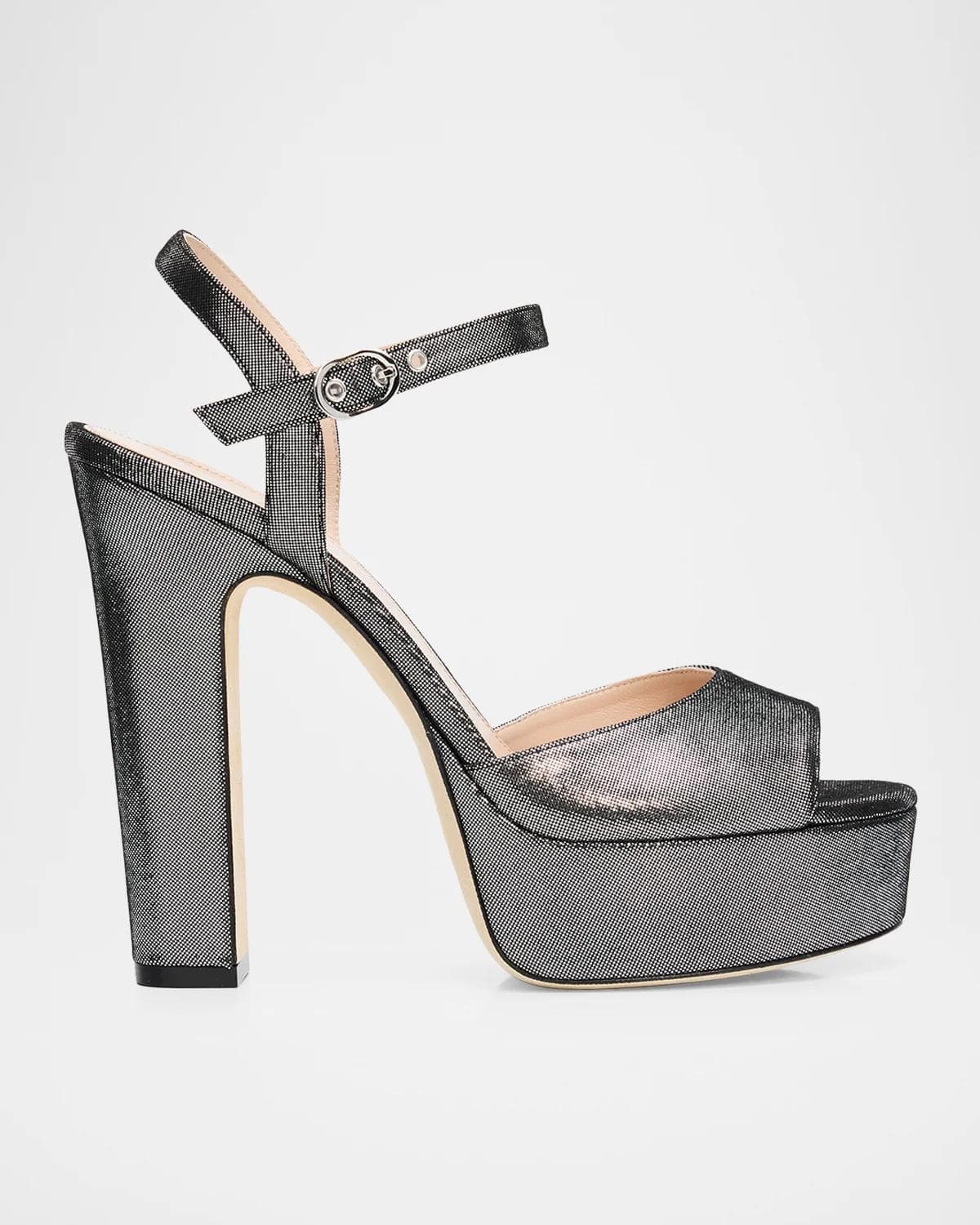 Stuart Weitzman 125mm Reade Leather Noir Platform Sandals