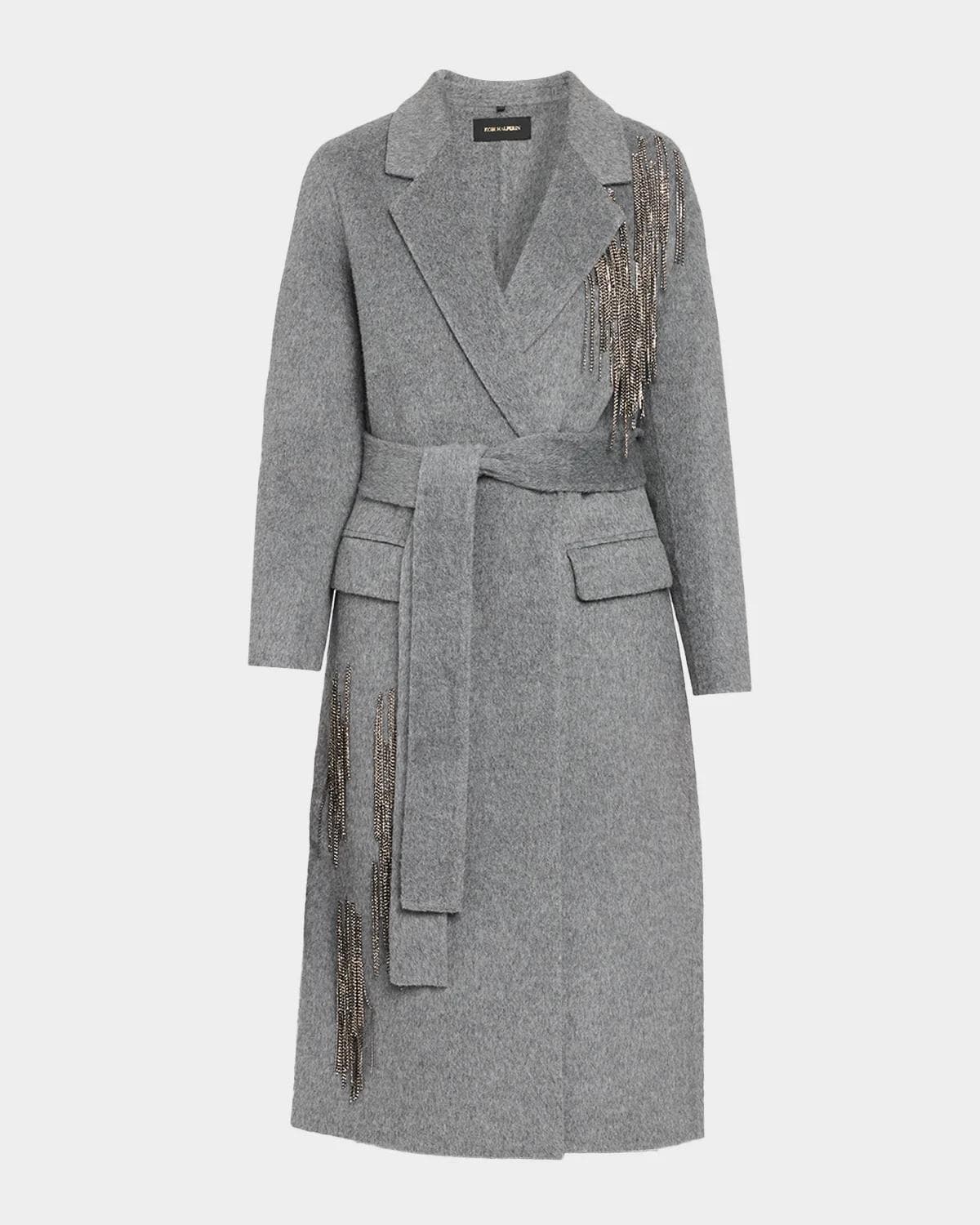Kobi Halperin Sydni Rhinestone Fringe Wool-Silk Coat
