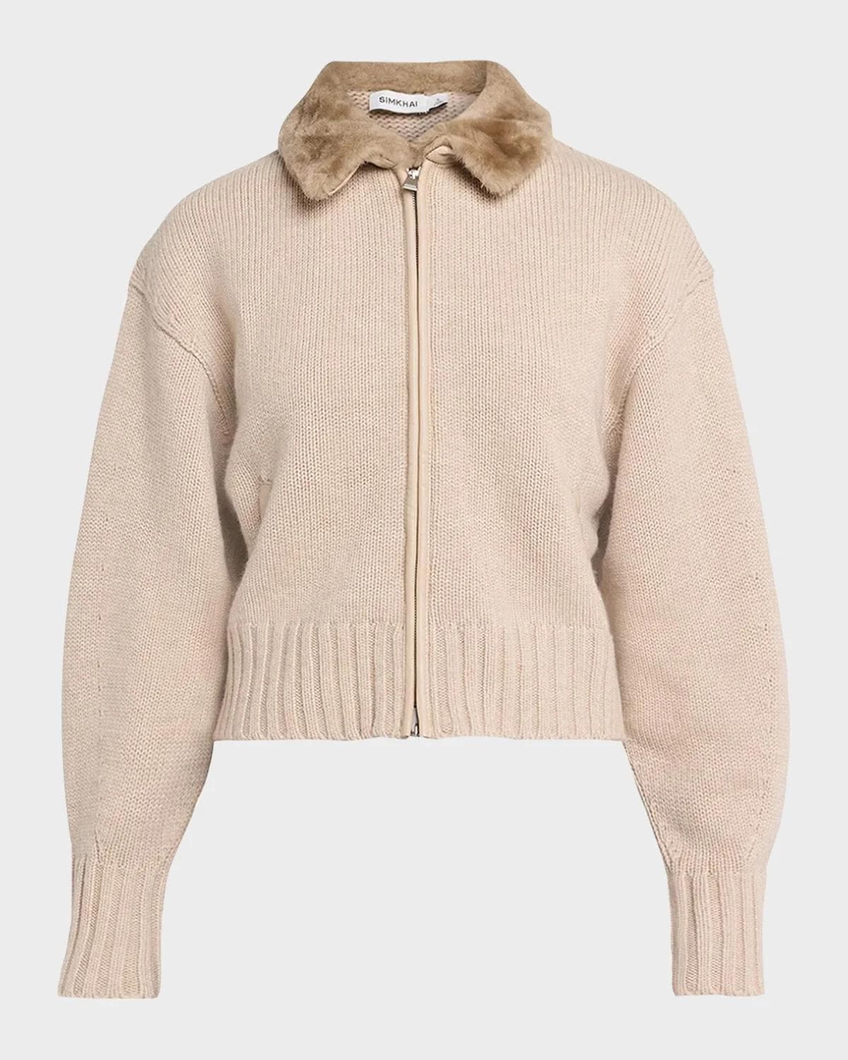 SIMKHAI Drop Shoulder Wool-Cashmere Cardigan