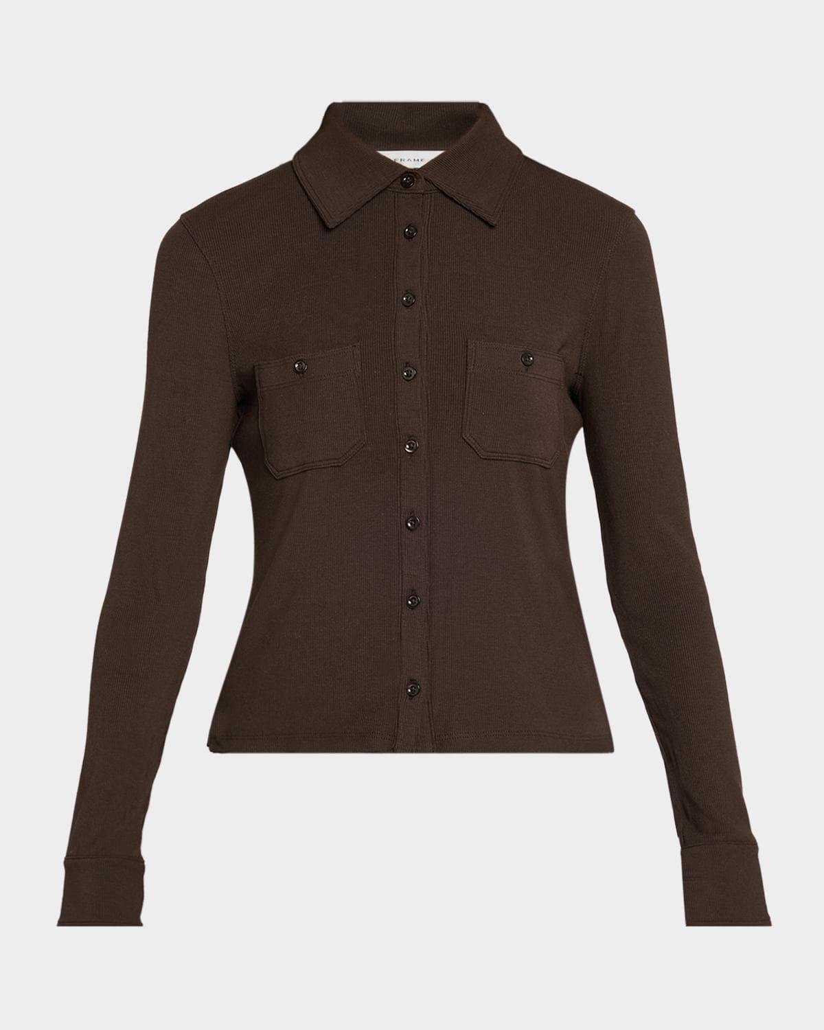 FRAME The Pocket Rib-Knit Polo Shirt