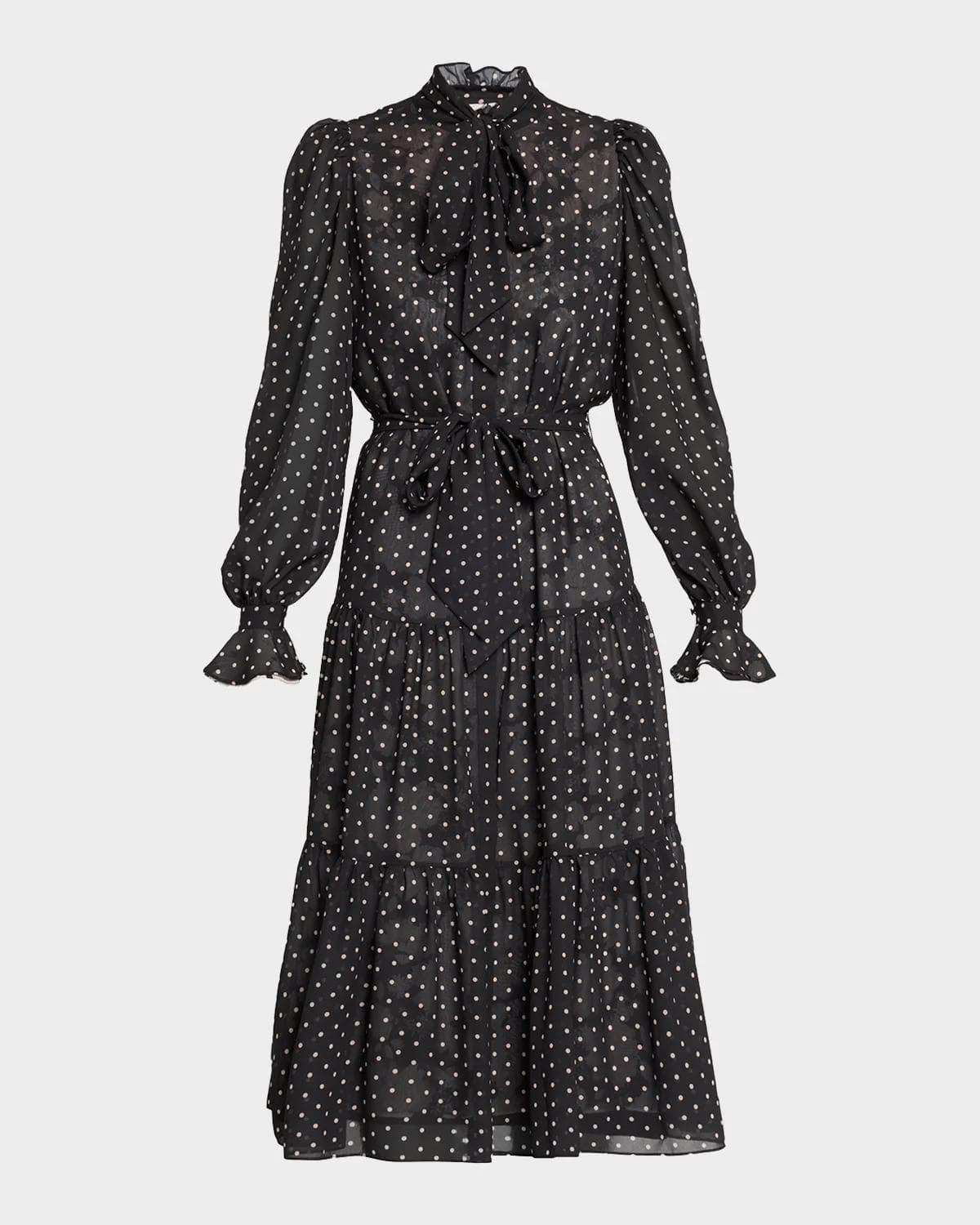 Kobi Halperin Erin Polka Dot Chiffon Midi Dress