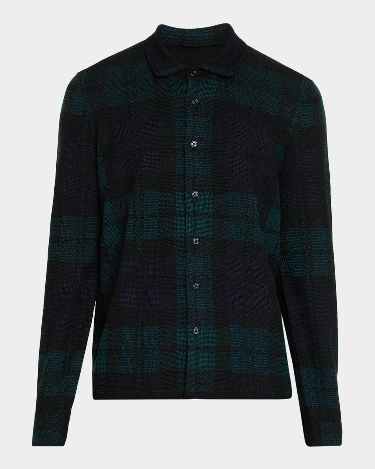 rag & bone Men's Wool Knit Plaid Button-Front Shirt