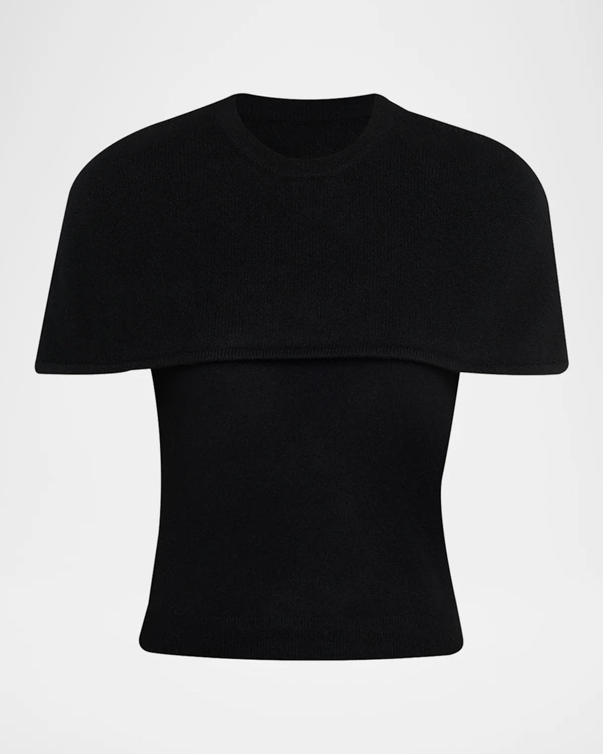 SIMKHAI Yuki Short-Sleeve Cashmere Cape Top
