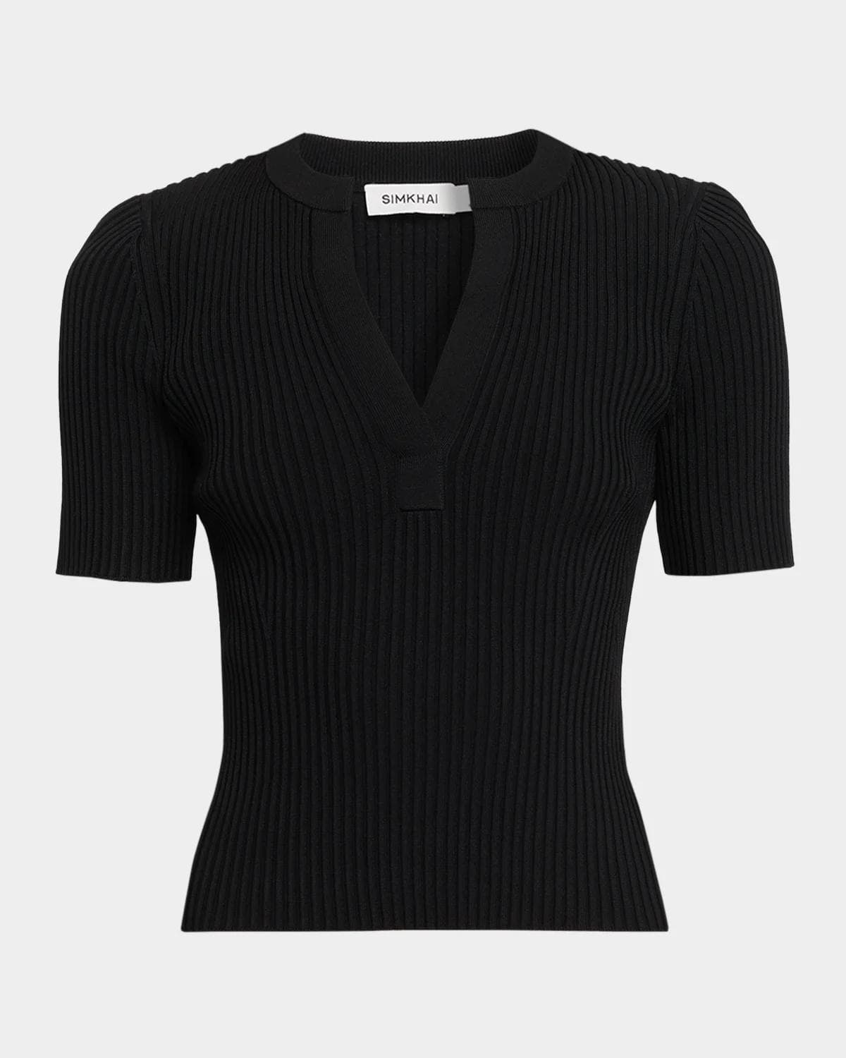 SIMKHAI Miley Splitneck Ribbed Top