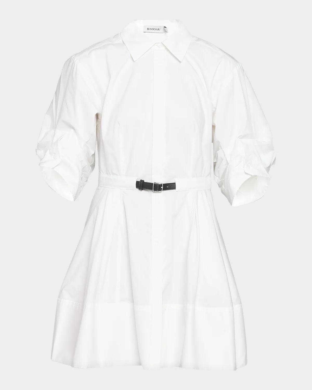 SIMKHAI Shana Belted Ruched Sleeve Dress