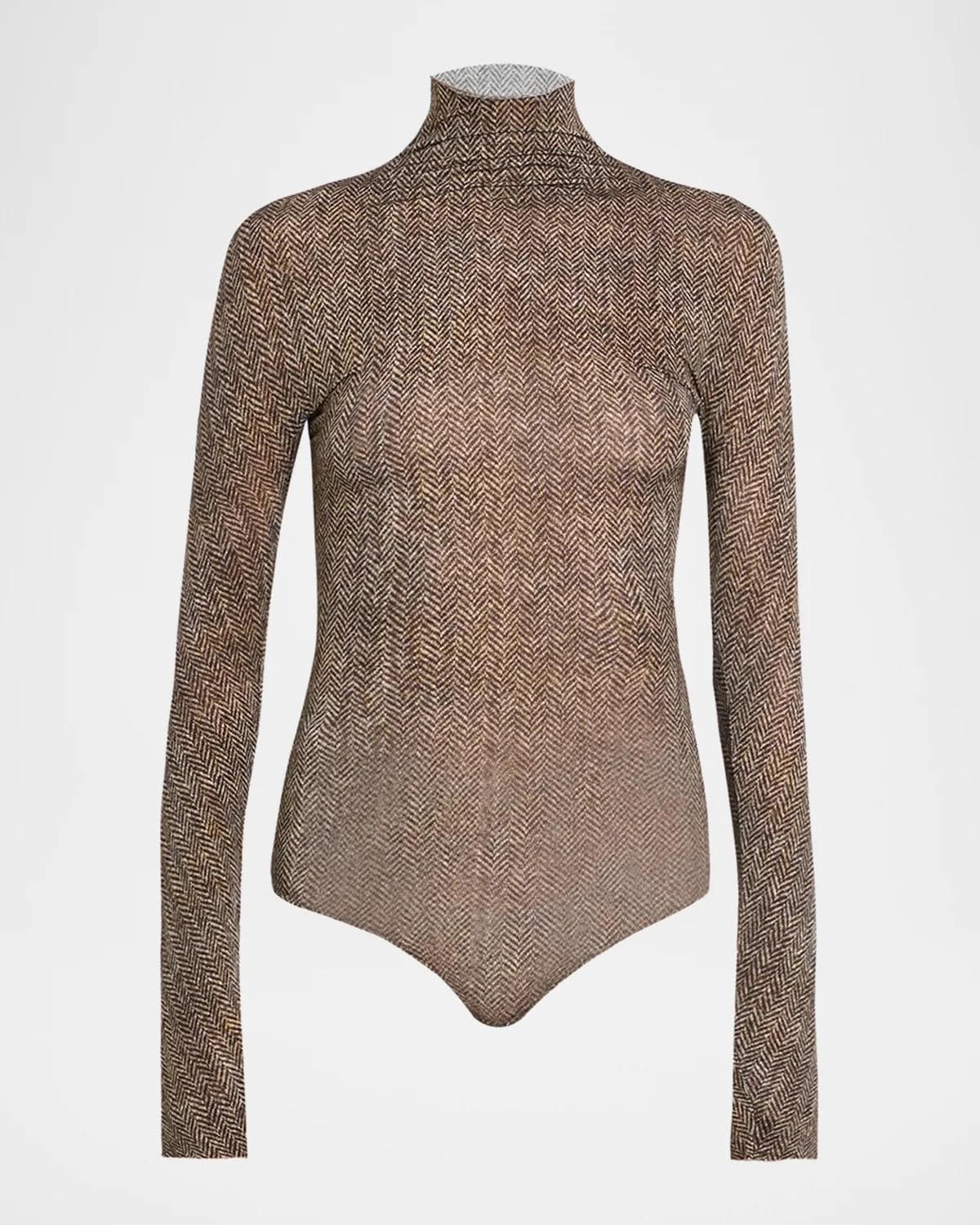 Maison Margiela Herringbone Turtleneck Bodysuit