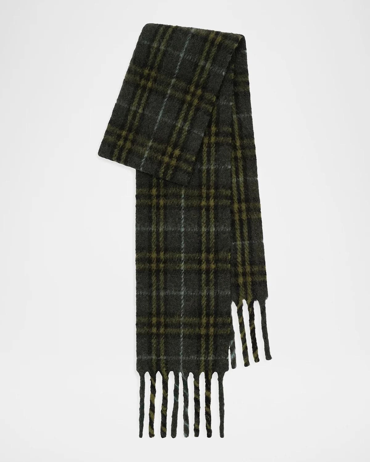 Burberry Narrow Check Alpaca Wool-Blend Scarf