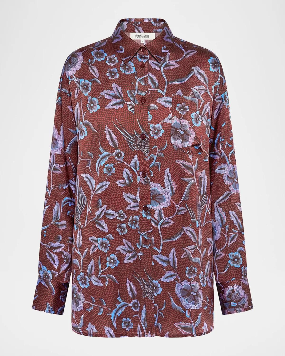 Diane von Furstenberg Sienna Oversized Floral-Print Blouse