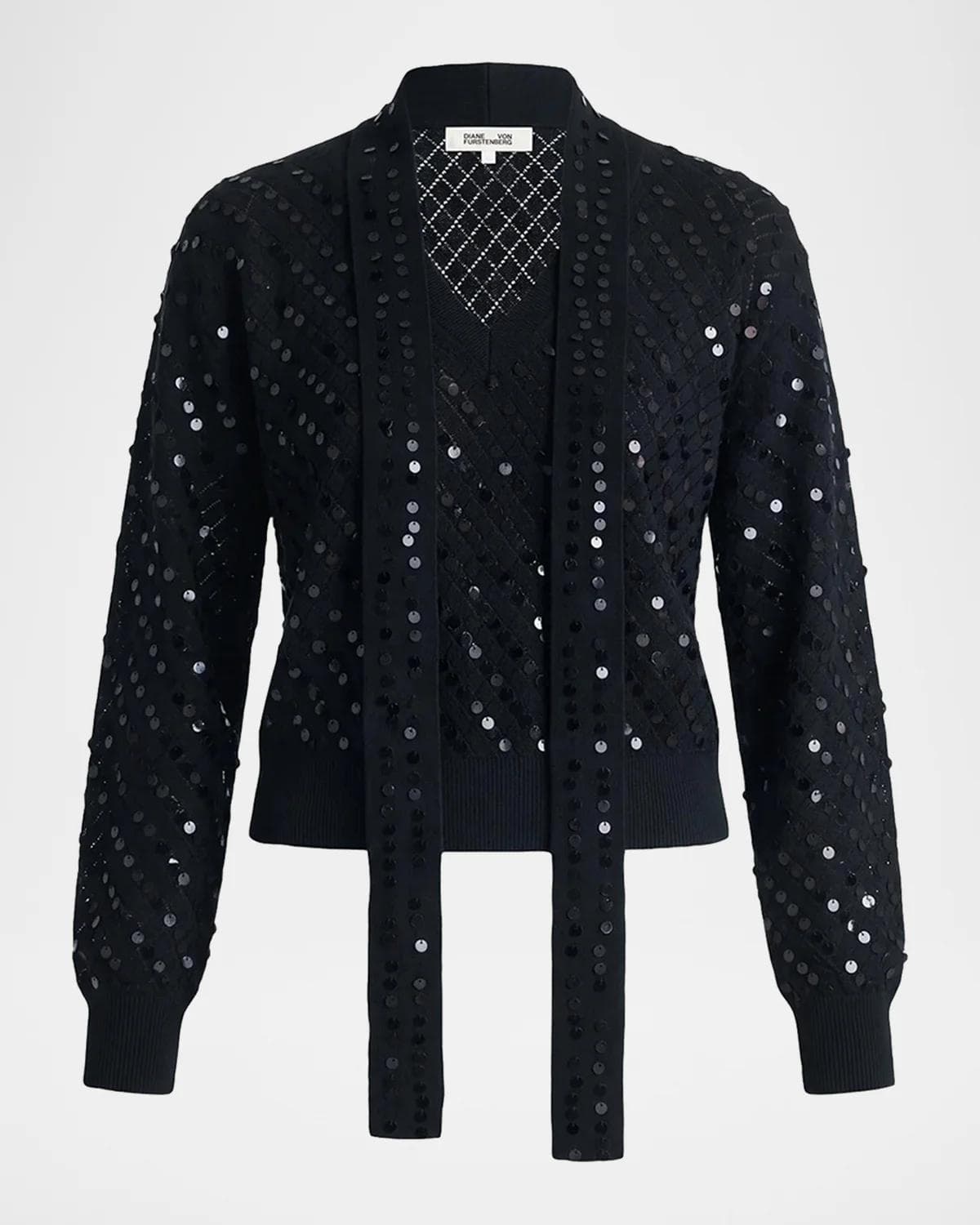 Diane von Furstenberg Tristan Sequin Pointelle Knit Sweater