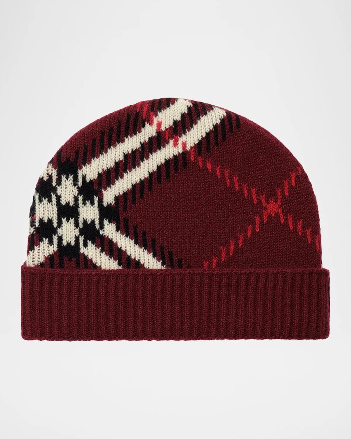 Burberry Check Cashmere Knit Beanie