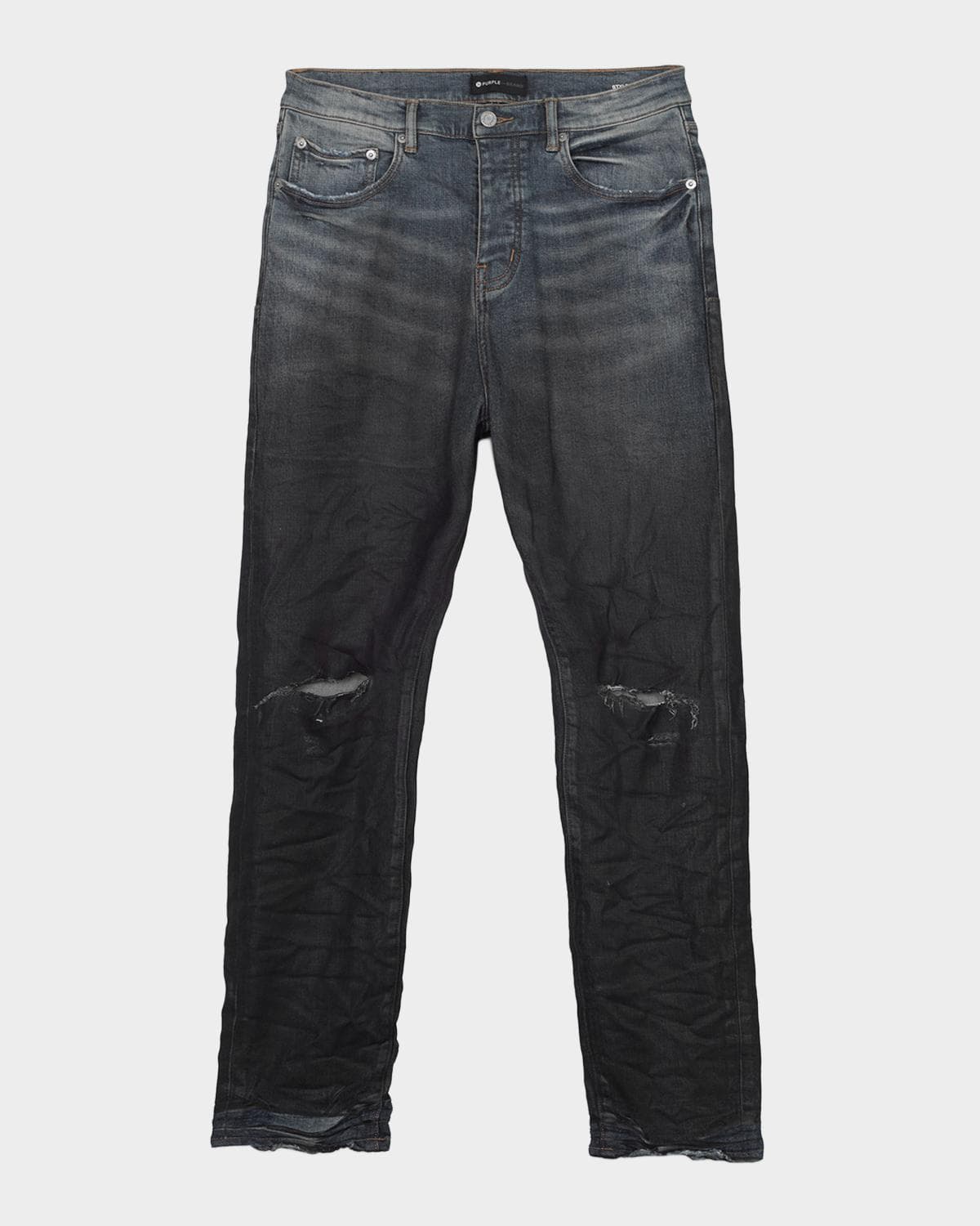PURPLE Men's Coated Gradient Relaxed Straight-Leg Jeans