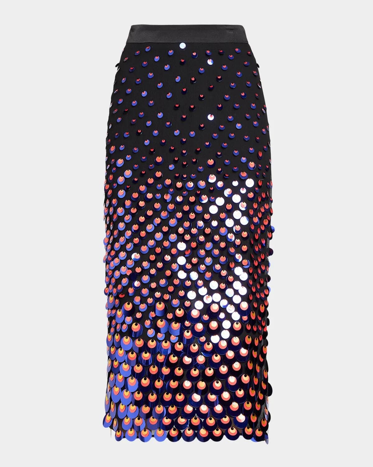CHRISTOPHER JOHN ROGERS Sequined Silk Chiffon Midi Pencil Skirt