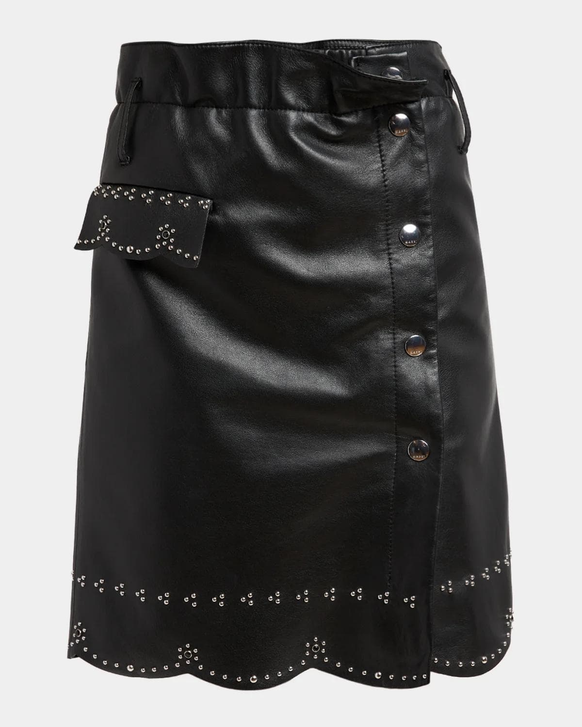 Marni Embellished Leather Button-Front Mini Skirt