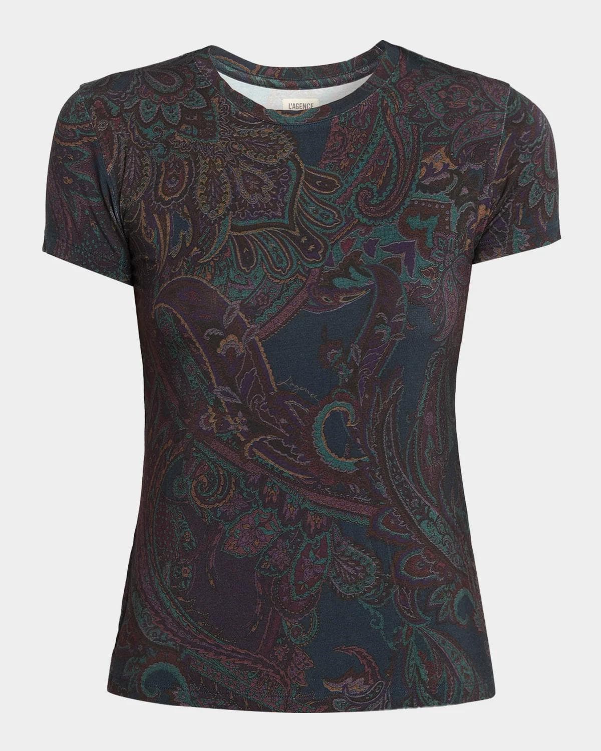 L 'AGENCE Ressi Paisley Crewneck T-Shirt
