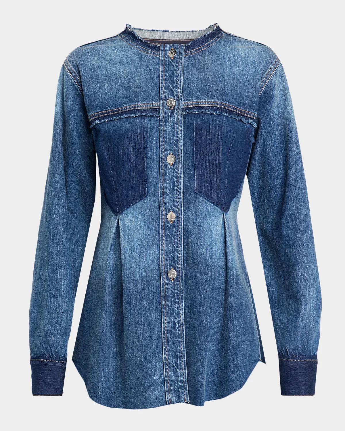 Veronica Beard Weslia Denim Pleated Shacket