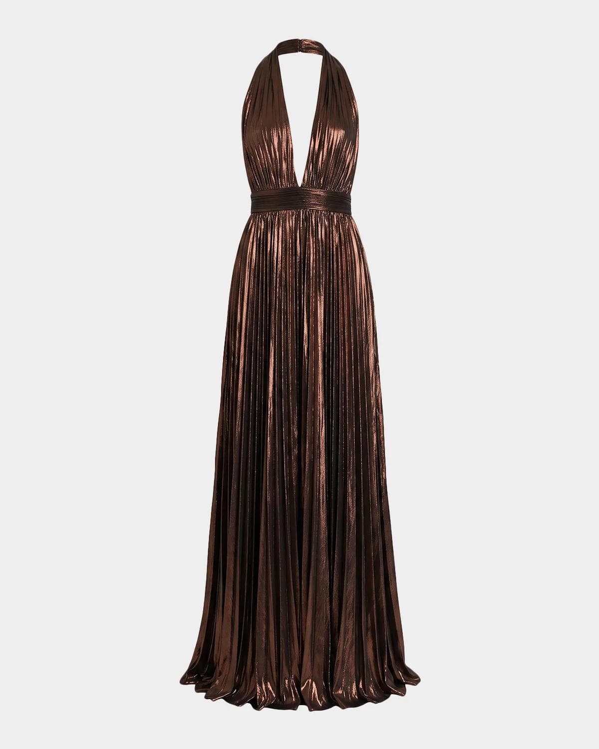 Retrofête Jadda Pleated Metallic Maxi Dress
