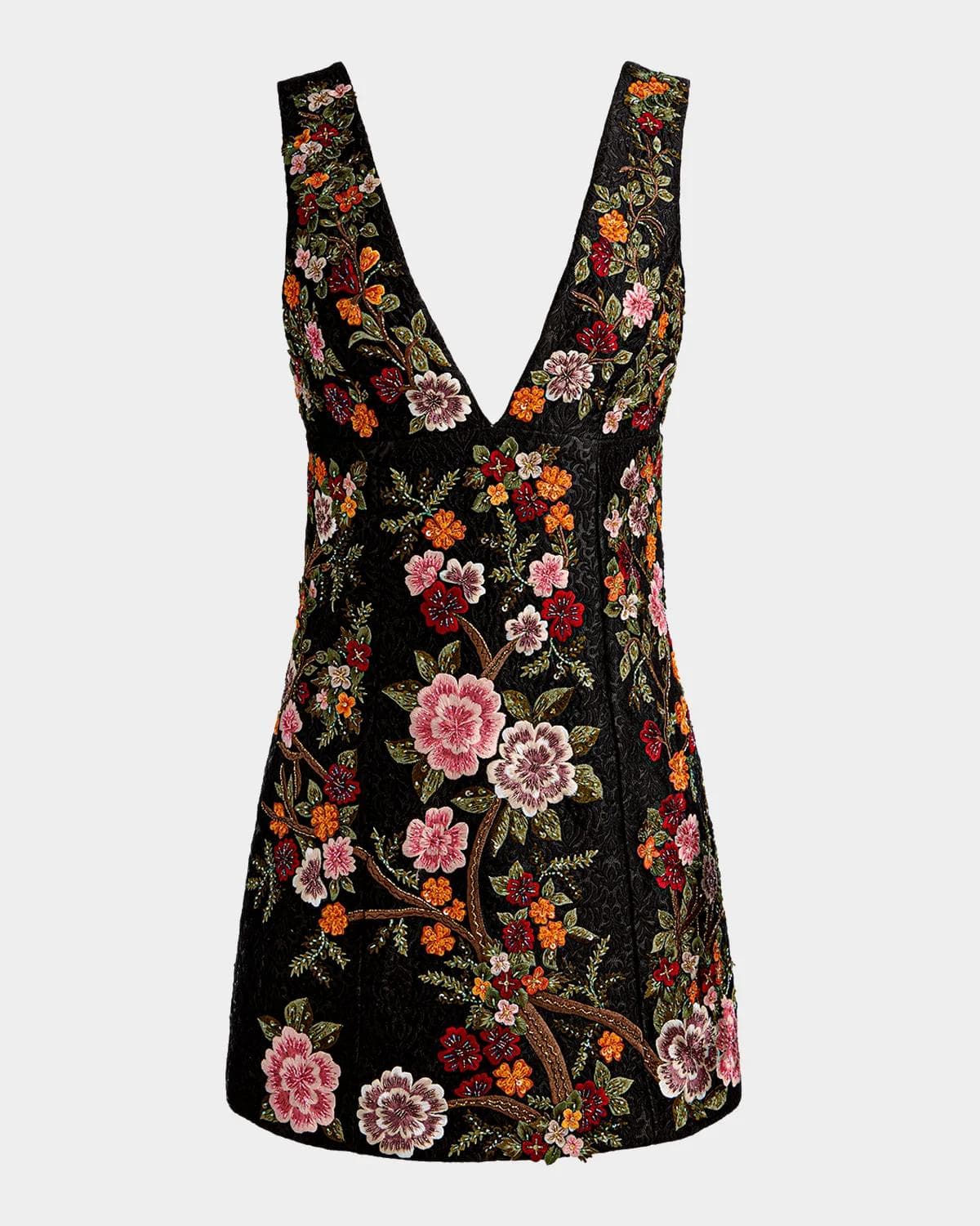 ALICE + OLIVIA Mandy Embroidered Mini Dress