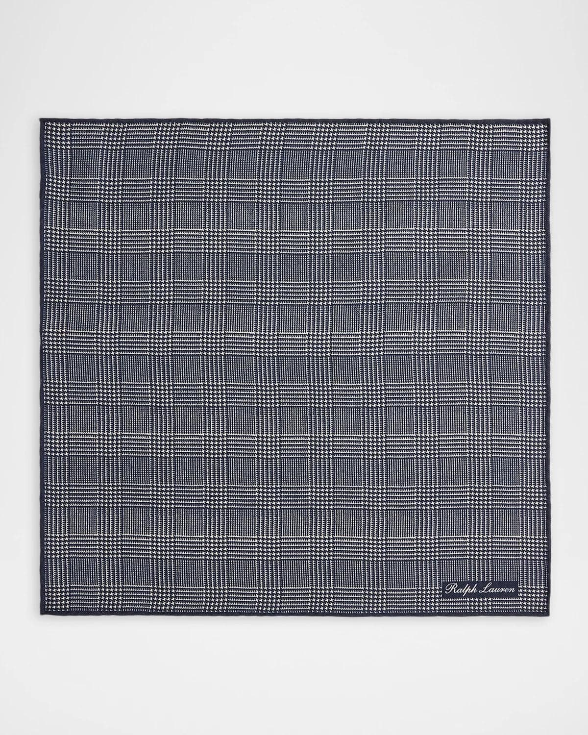 Ralph Lauren Purple Label Men's Plaid Cashmere-Silk Pocket Square