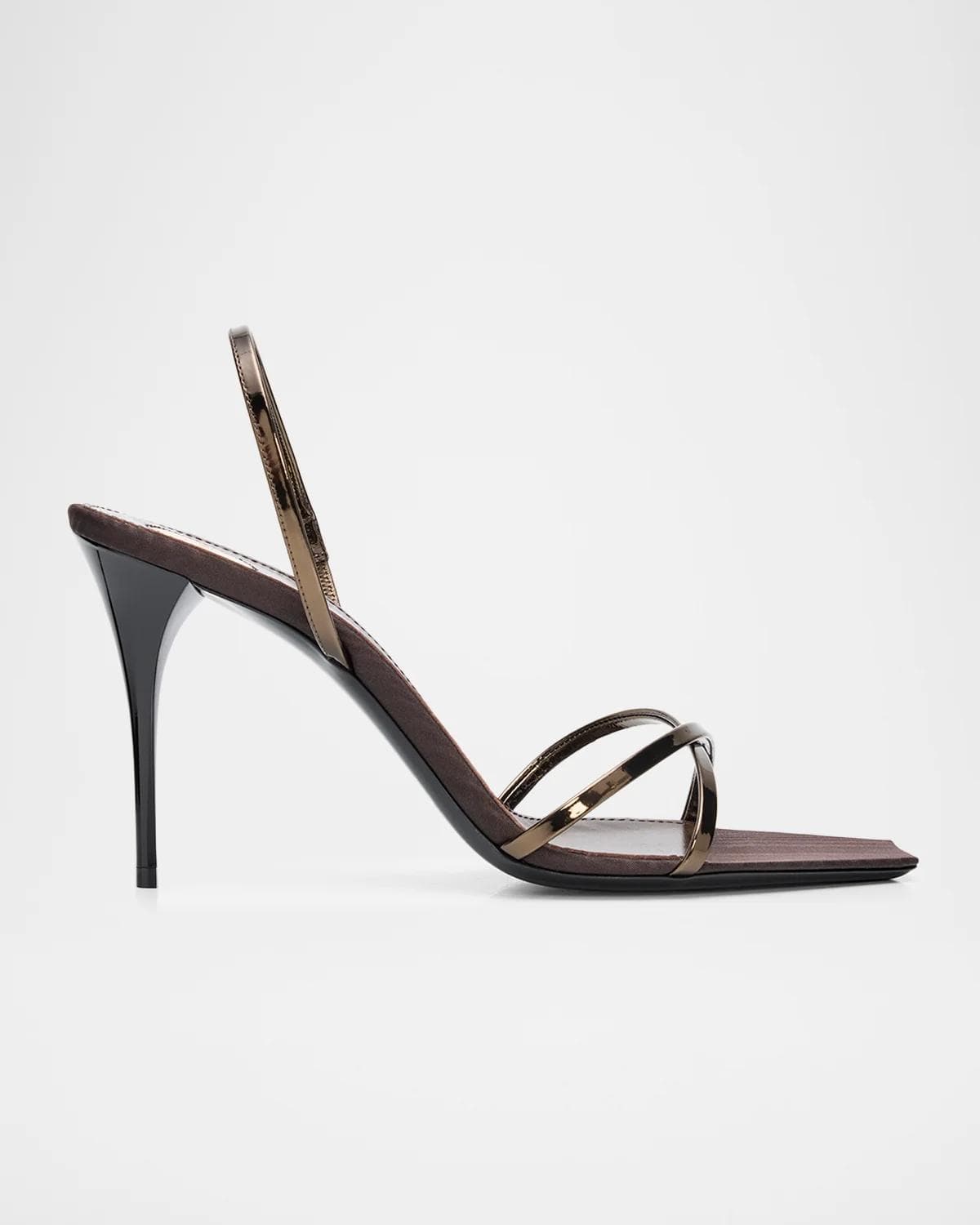 Saint Laurent 90mm Reflex Metallic Leather Sandals