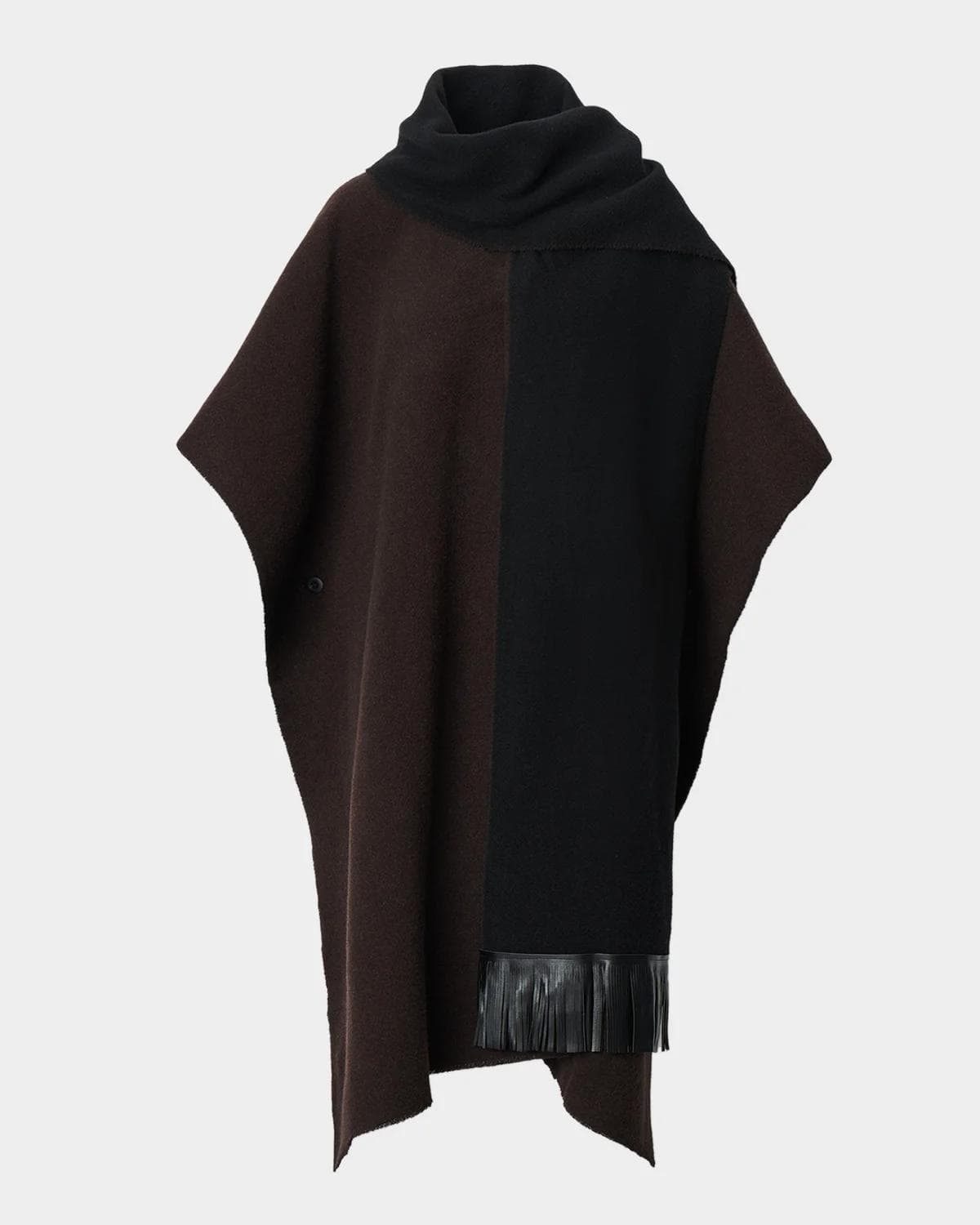 rag & bone Brooke Leather-Fringed Scarf Wool Poncho