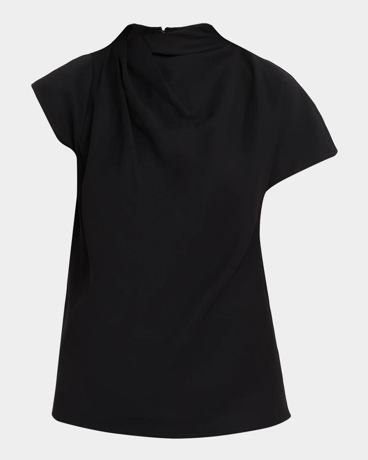 STAUD Davina Asymmetric Draped High-Neck Top
