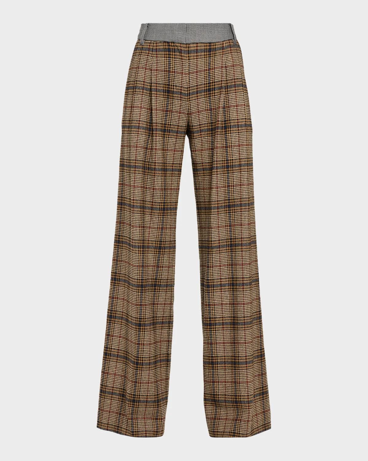 Ramy Brook Leslie Plaid Wide-Leg Pants