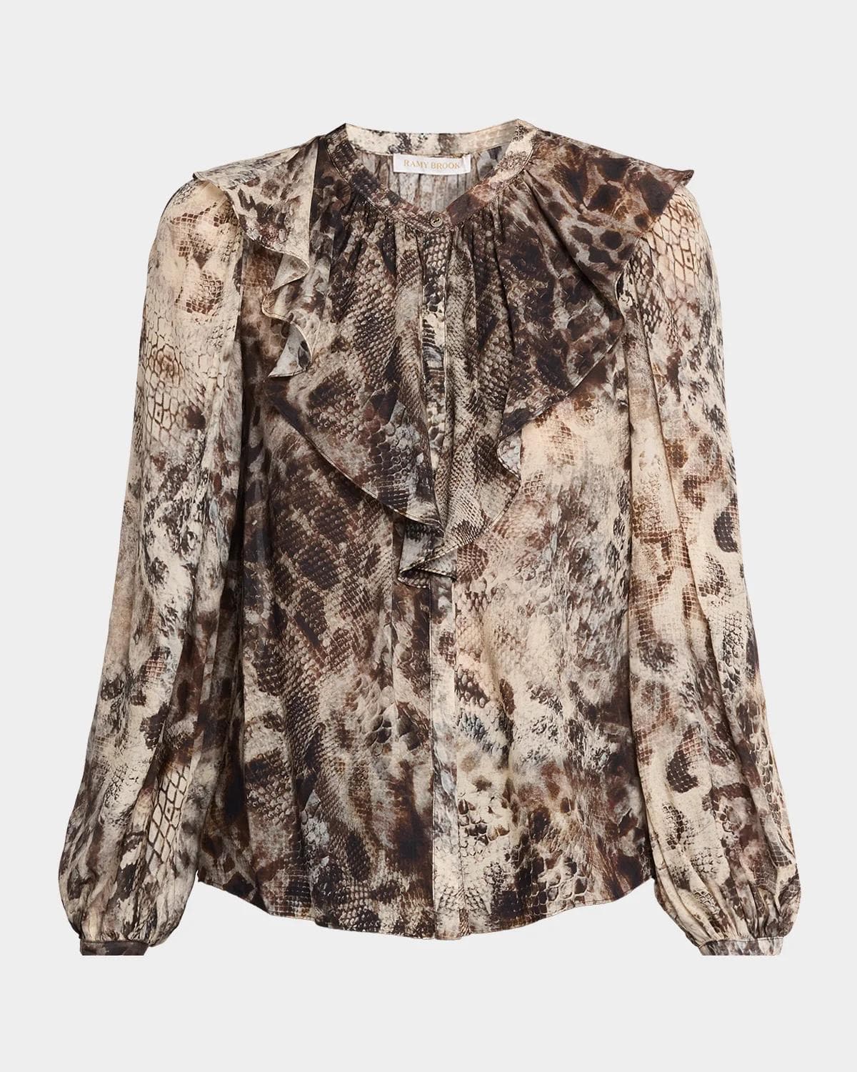 Ramy Brook Star Snakeskin-Print Satin Blouse