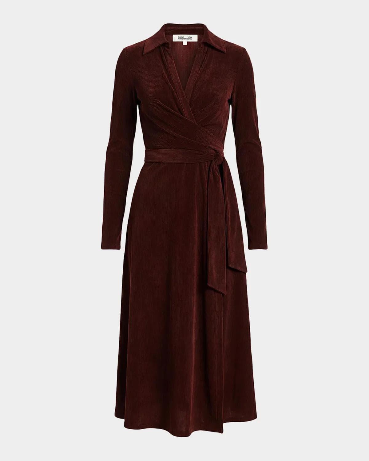 Diane von Furstenberg Phoenix Corduroy Jersey Midi Wrap Dress