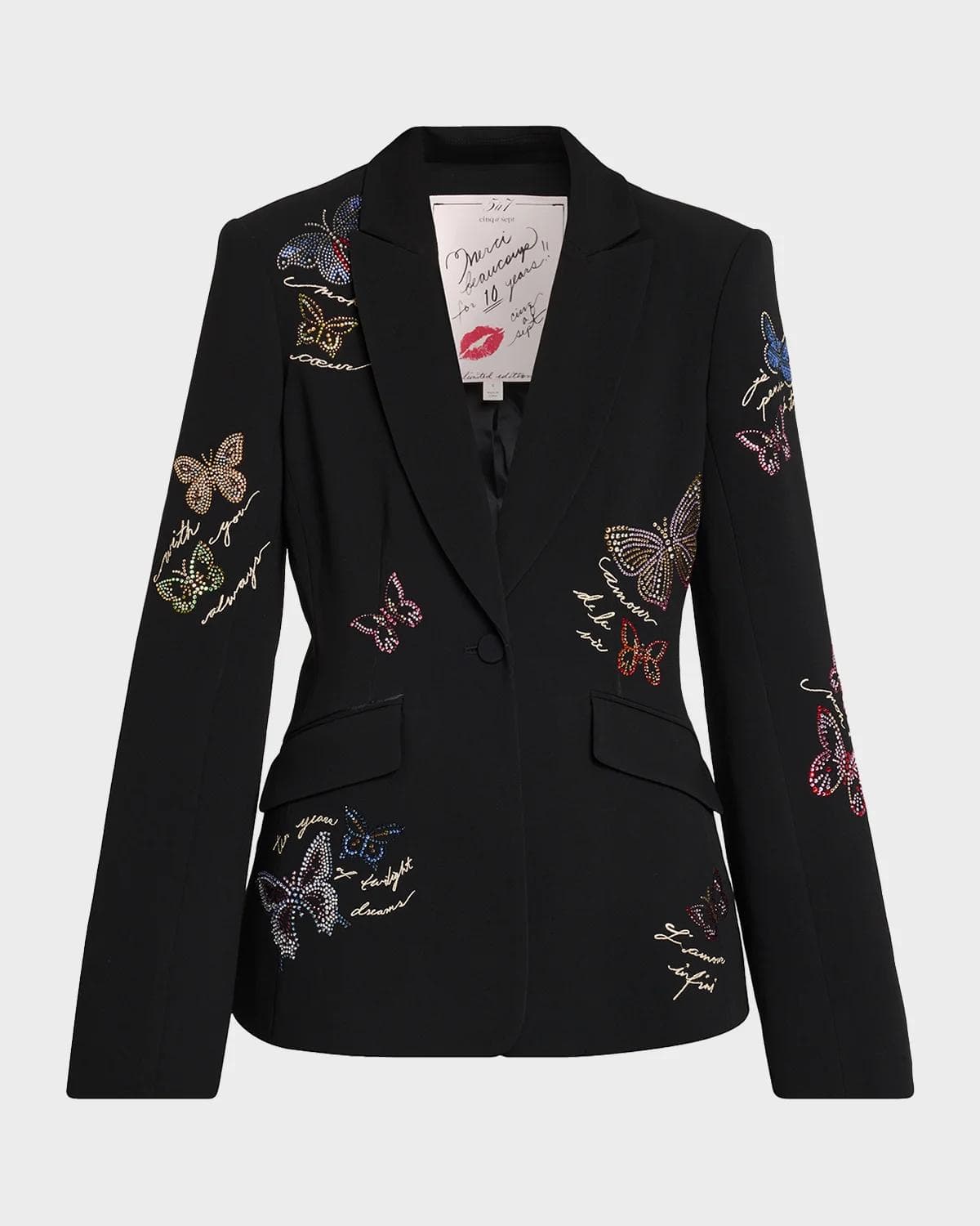 Cinq à Sept Heatset Butterfly Single-Breasted Blazer