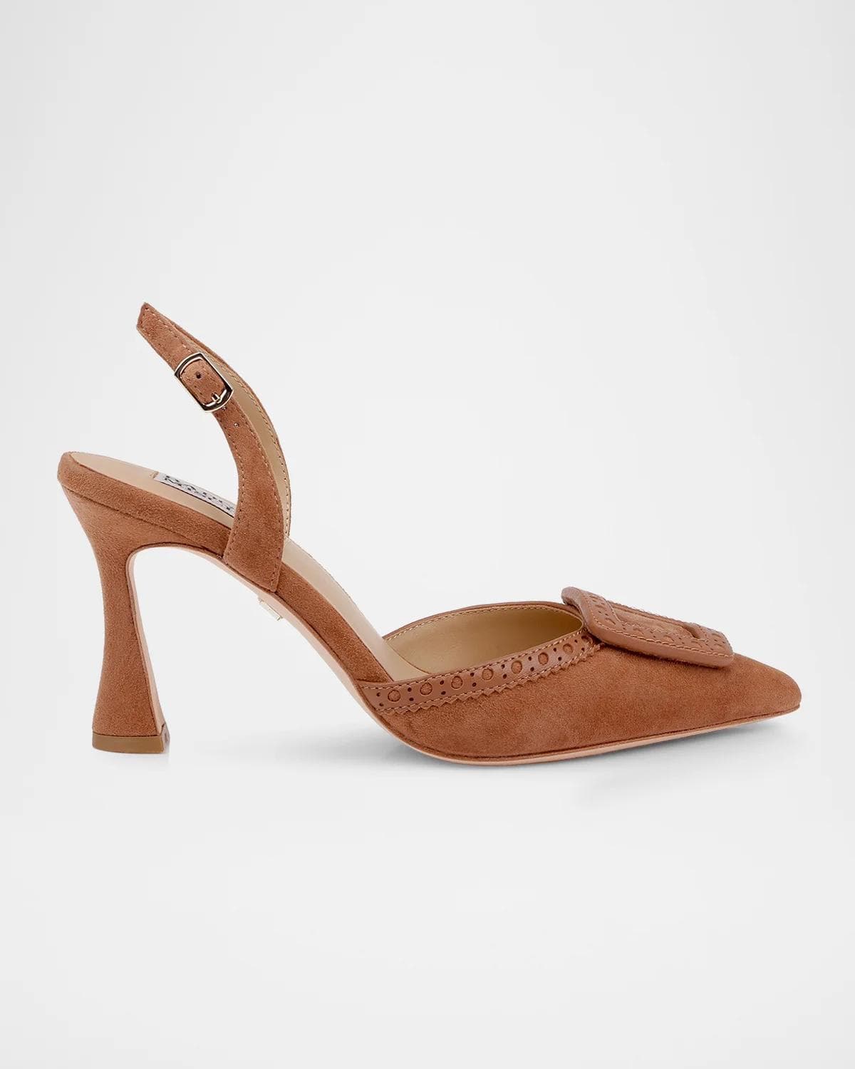Badgley Mischka 85mm Yanira Suede Buckle Slingback Pumps