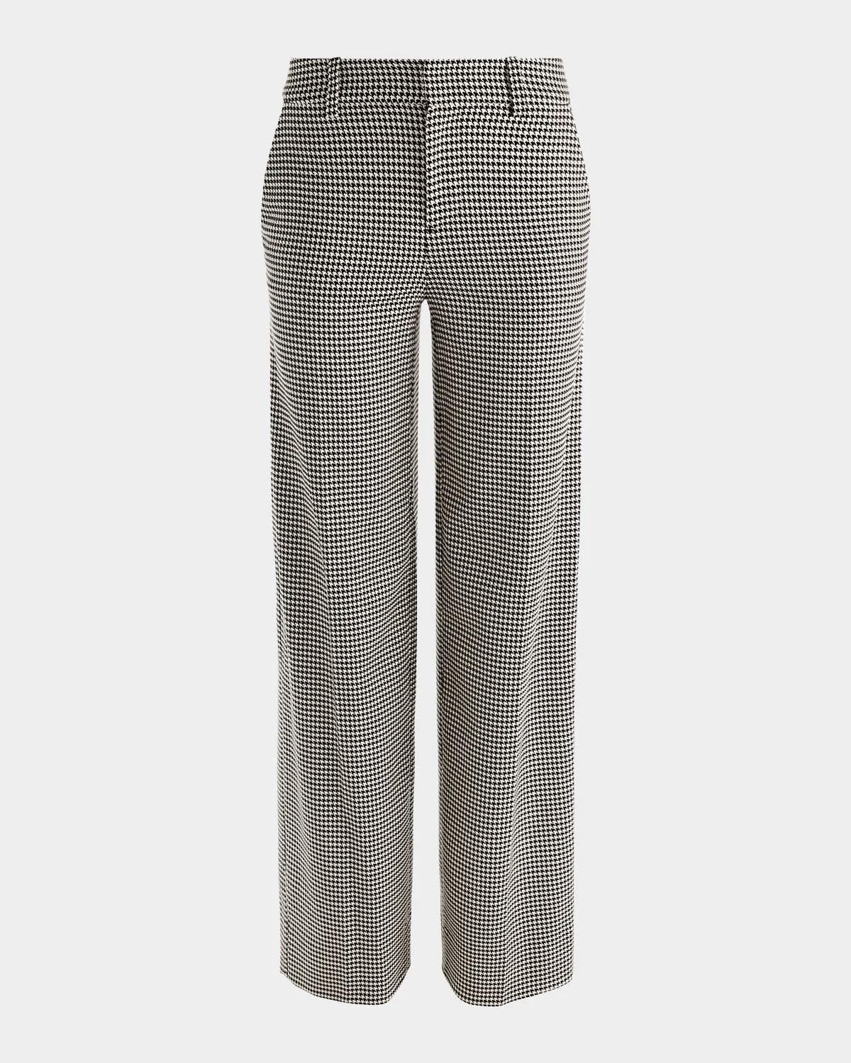 ALICE + OLIVIA Alden Mid-Rise Houndstooth Trousers