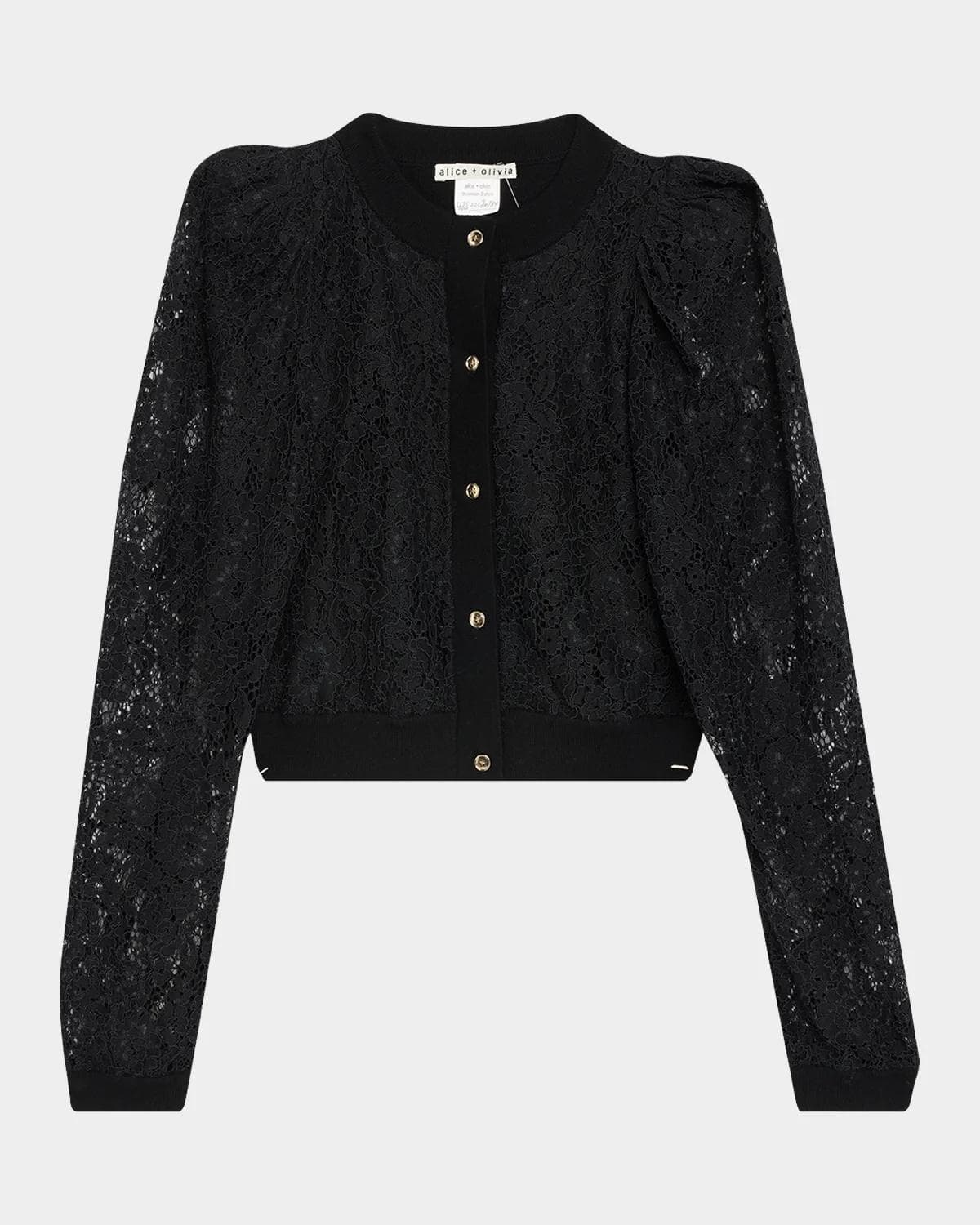 ALICE + OLIVIA Kitty Lace Overlay Cardigan