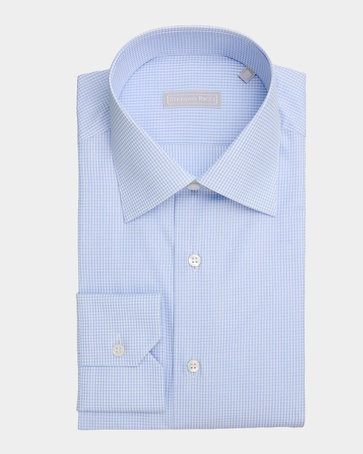 Stefano Ricci Men's Micro Check Cotton Dress Shirt