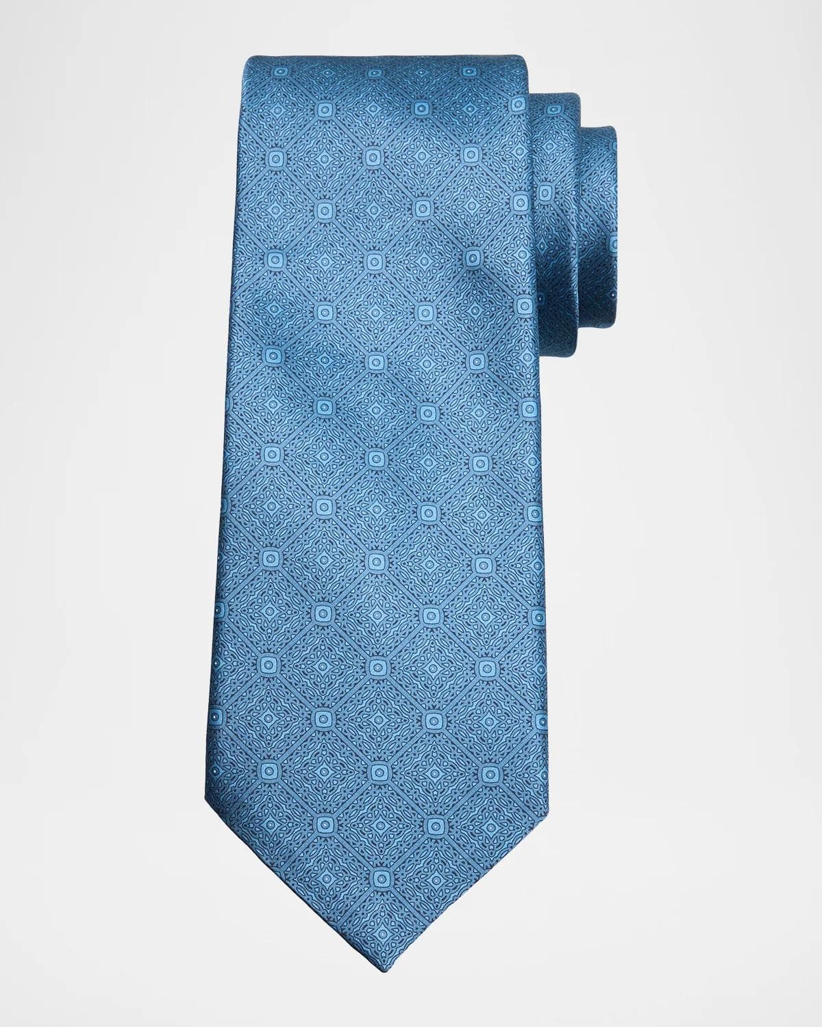 Stefano Ricci Men's Macro Mosaic-Print Silk Tie