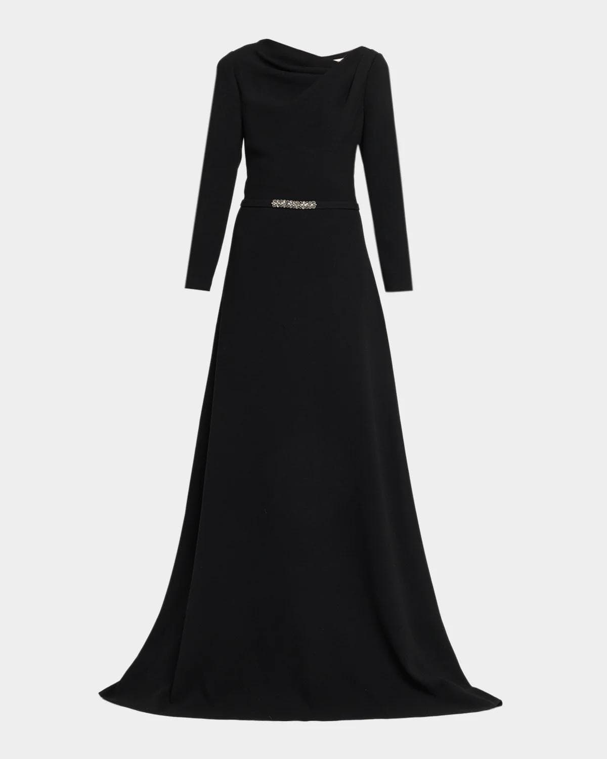 Rickie Freeman for Teri Jon Draped A-Line Crepe Gown
