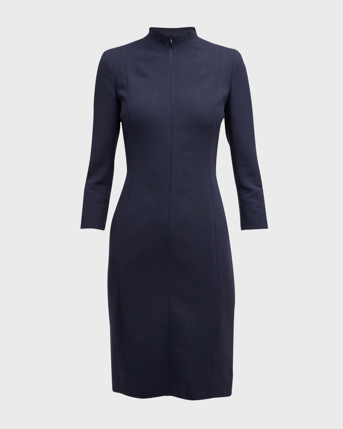 Akris Split-Neck Double-Face Wool Sheath Dress