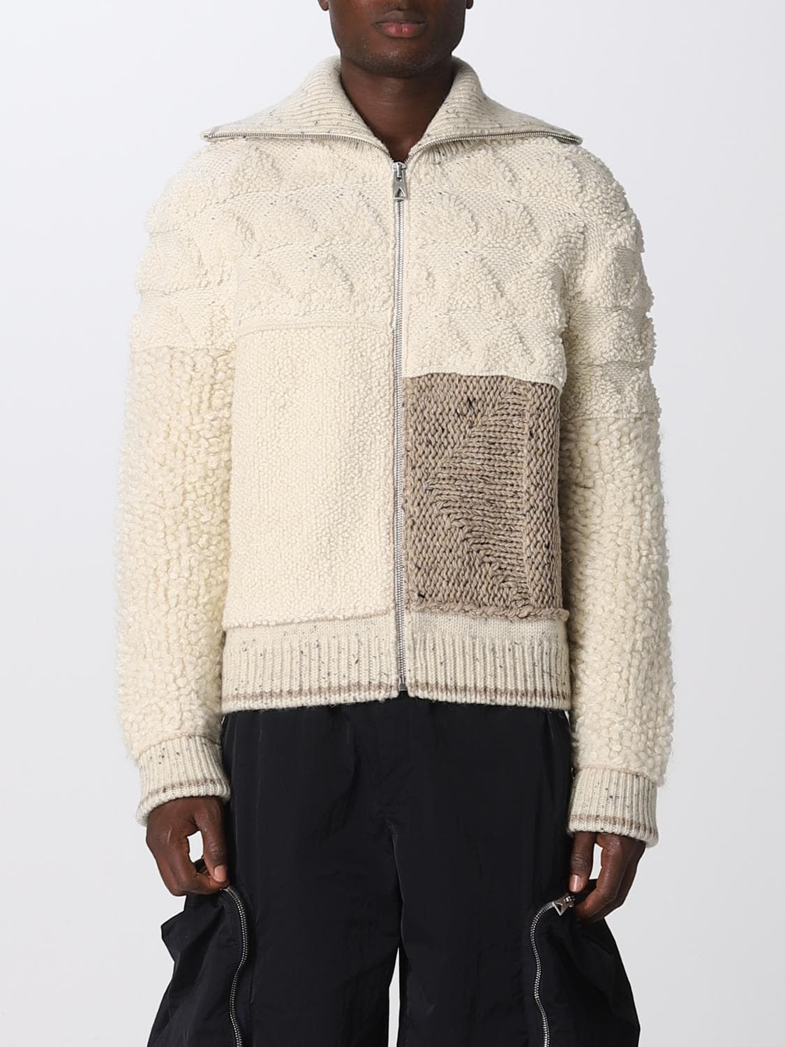 Bottega Veneta patchwork heavy wool cardigan
