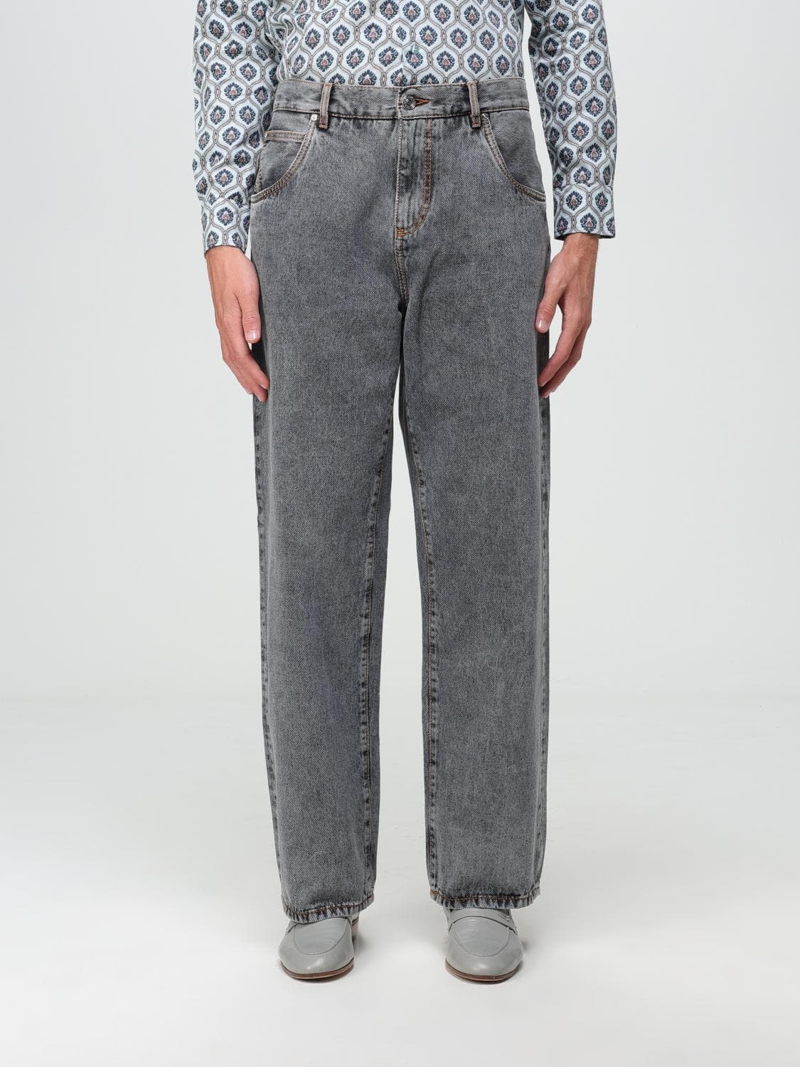 Etro jeans in denim with embroidered logo