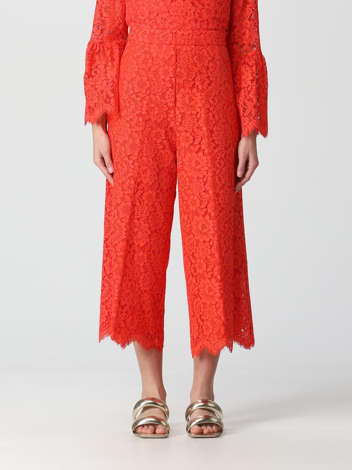 Twinset trousers in macramé lace