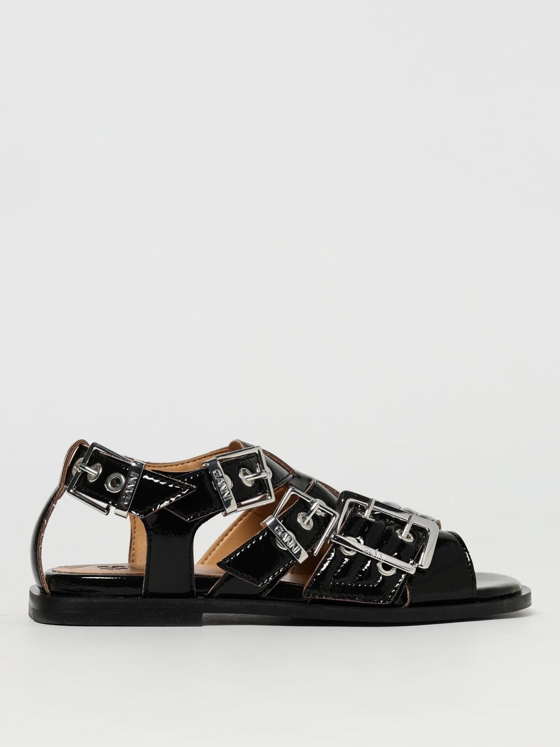 Ganni Flat Sandal Woman color Black · 36