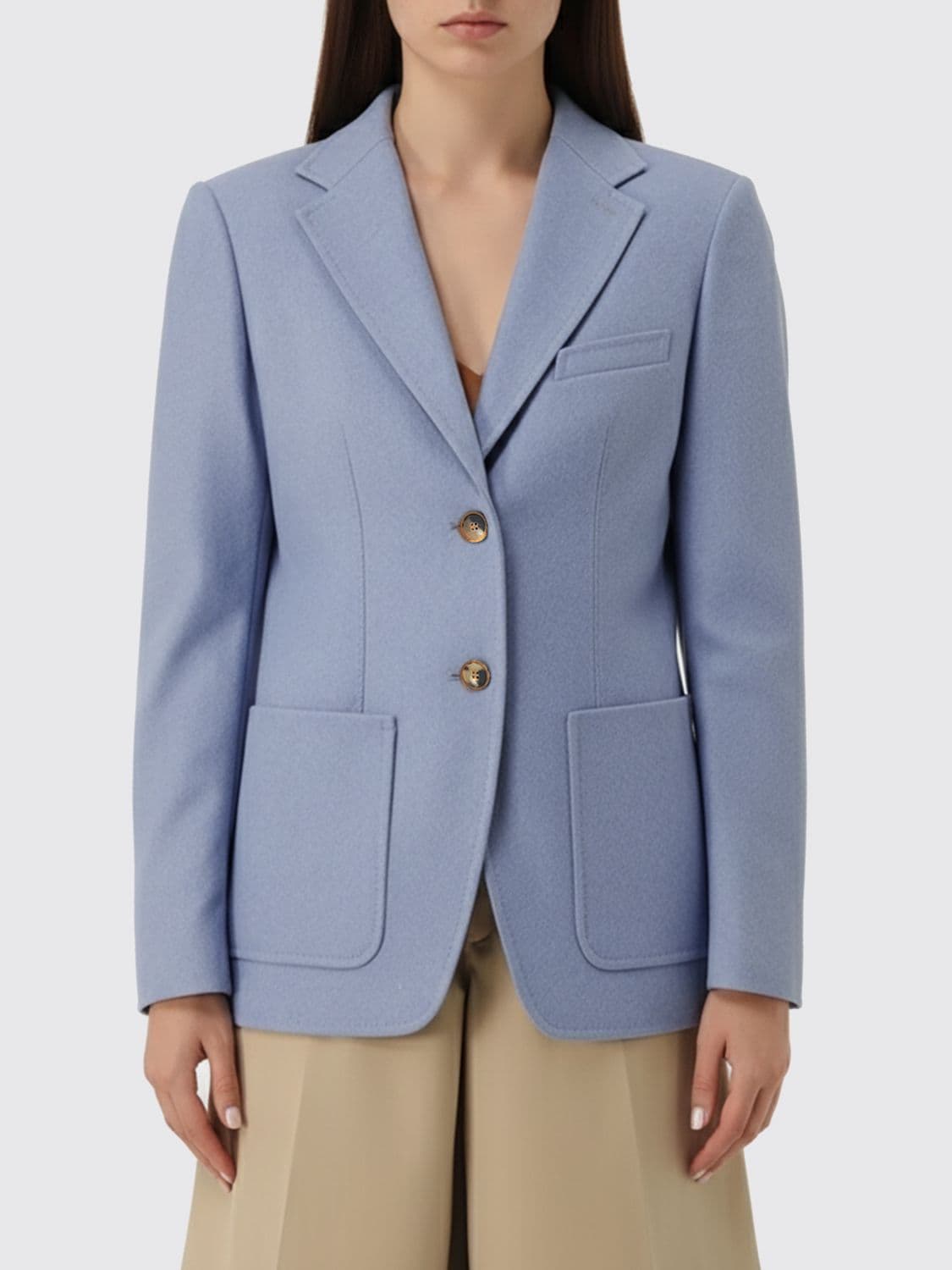 Max Mara Jacket Woman color Gnawed Blue · 44