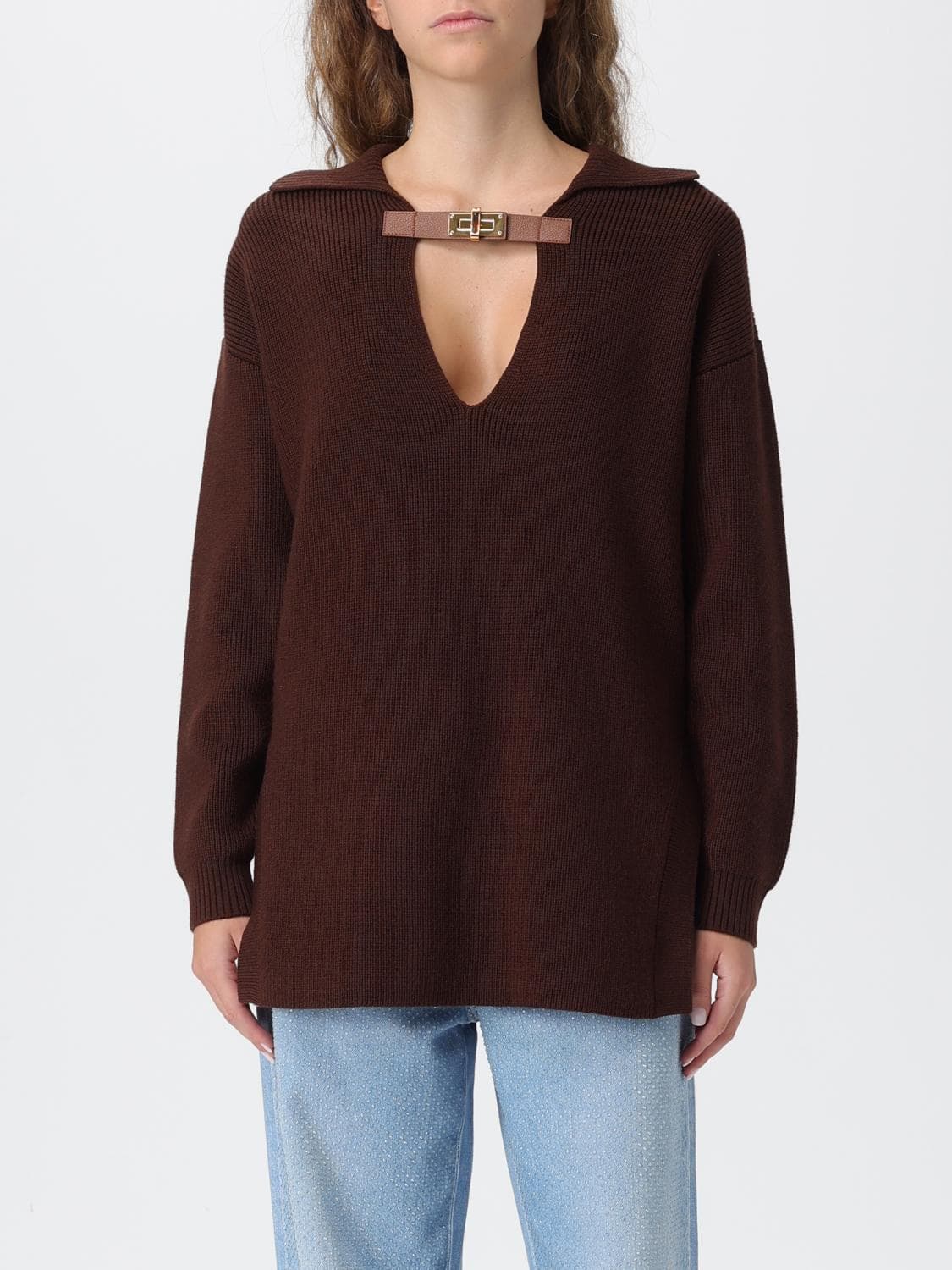 Elisabetta Franchi Sweater Woman color Coffee
