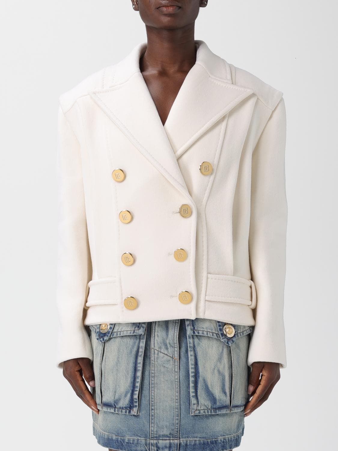 Balmain Coat Woman color White · 34