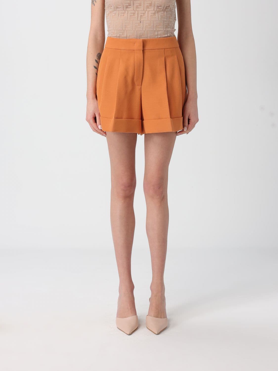 Fendi Shorts Woman color Orange