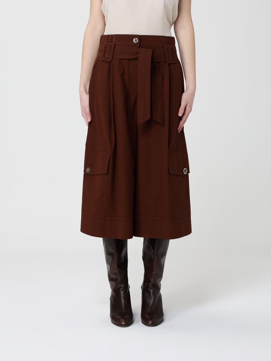 Pinko Cotton Twill Bermuda Shorts with Belt