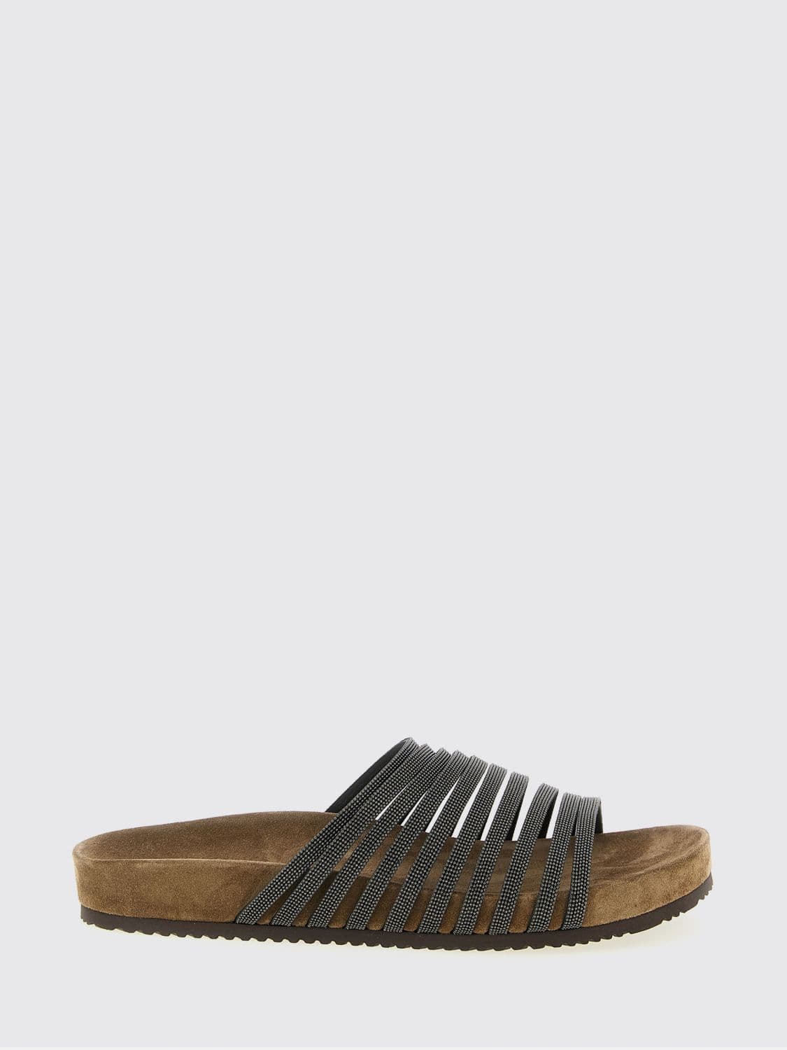 Brunello Cucinelli Suede Sandal with Monili