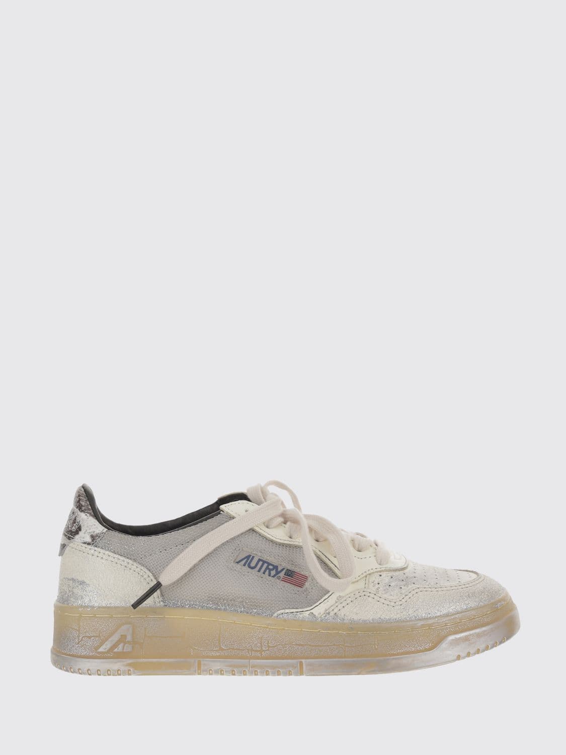 Autry Medalist Low Super Vintage Sneakers in Used Leather and Mesh