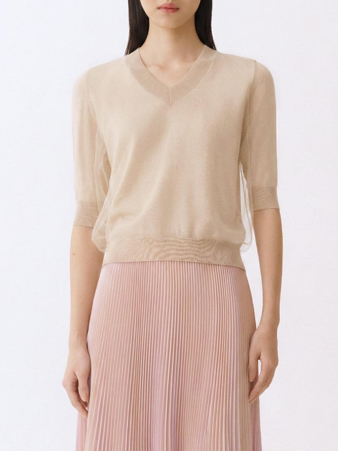 Fabiana Filippi V-neck Sweater in Virgin Wool and Cotton